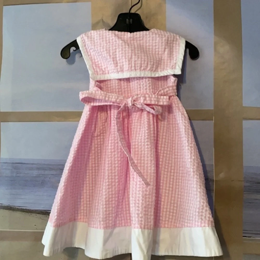 Good Lad Pink Gingham Seersucker Sailor Dress Baby Girls 12M
